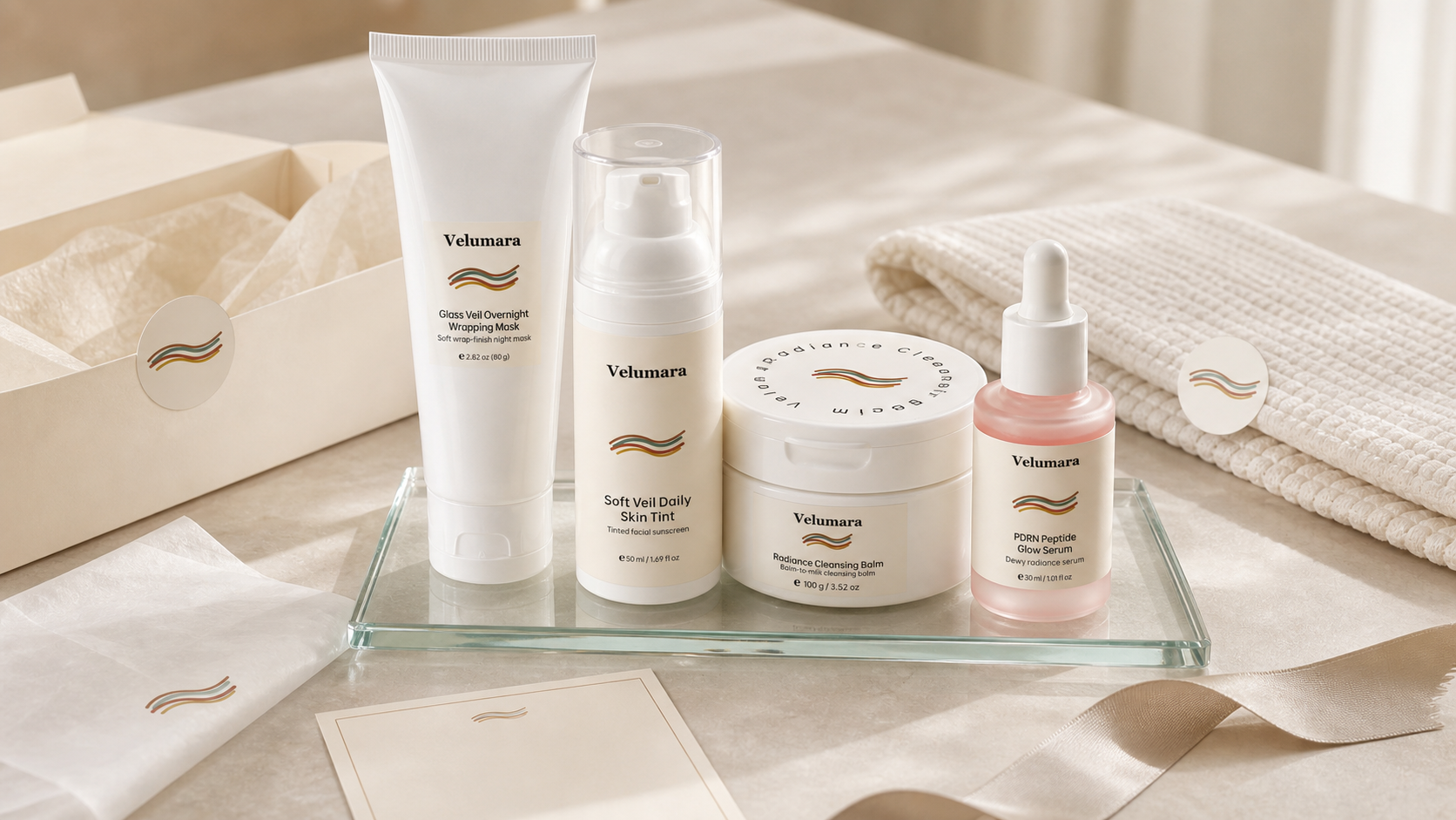 Velumara four-product skincare line